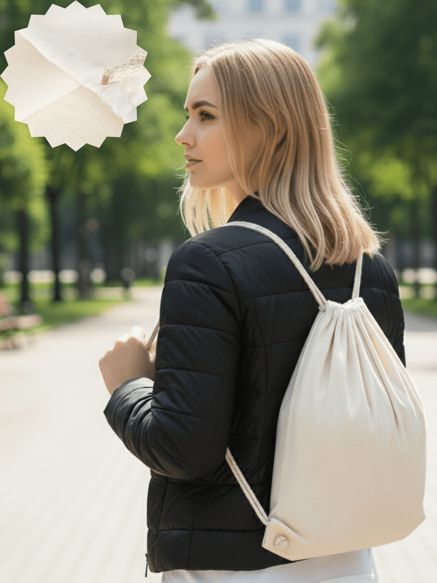 Büzgülü Lamineli Sublimasyon Bez Sırt Çantası | 35 × 40 cm - bez çanta - Dçanta