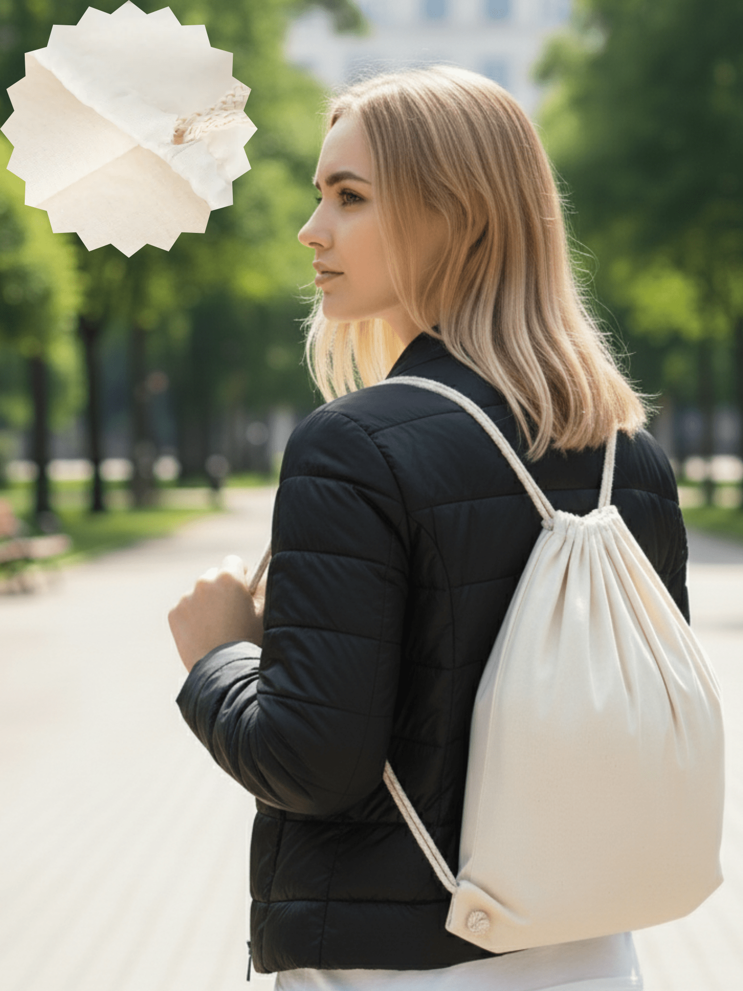 Büzgülü Lamineli Sublimasyon Bez Sırt Çantası | 35 × 40 cm - bez çanta - Dçanta