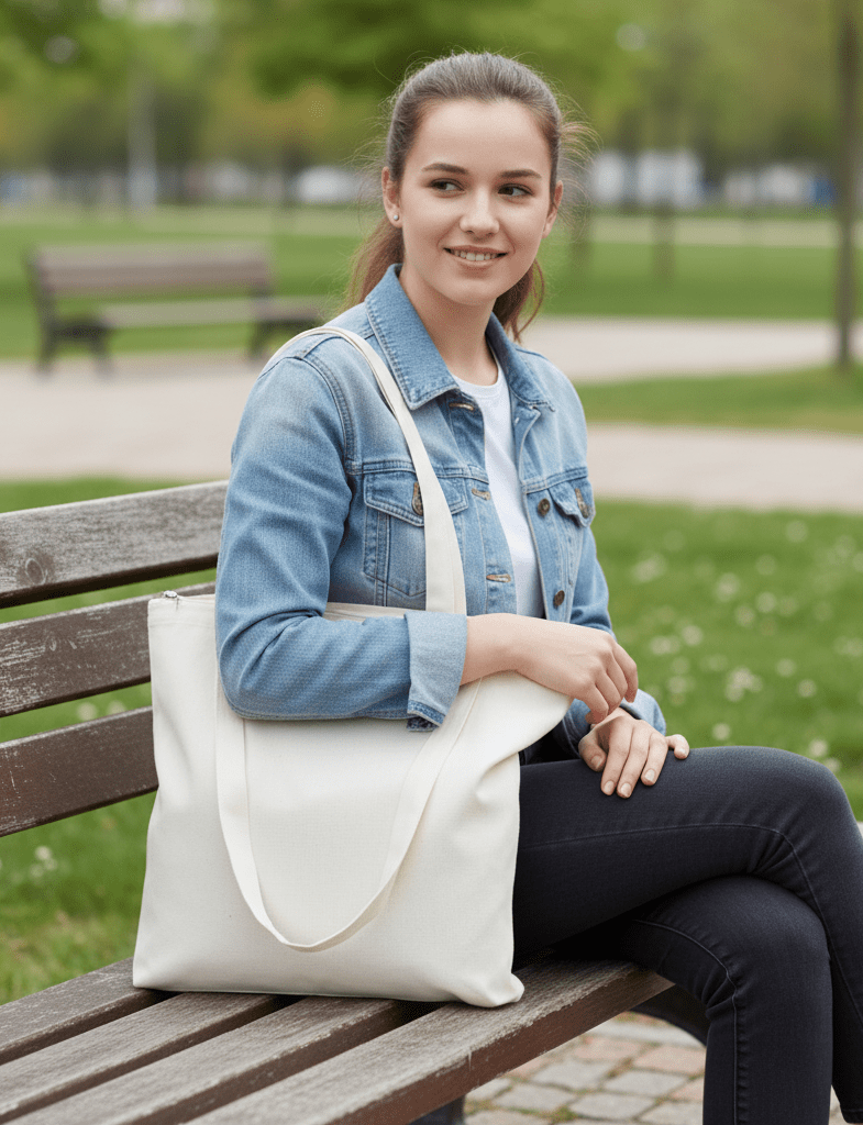 Fermuarlı Ham Bez Çanta 35x40 cm - bez çanta - Dçanta