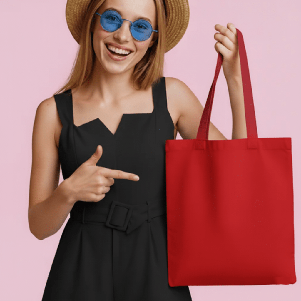 Kırmızı Gabardin Bez Çanta 35x40 cm - bez çanta - Dçanta