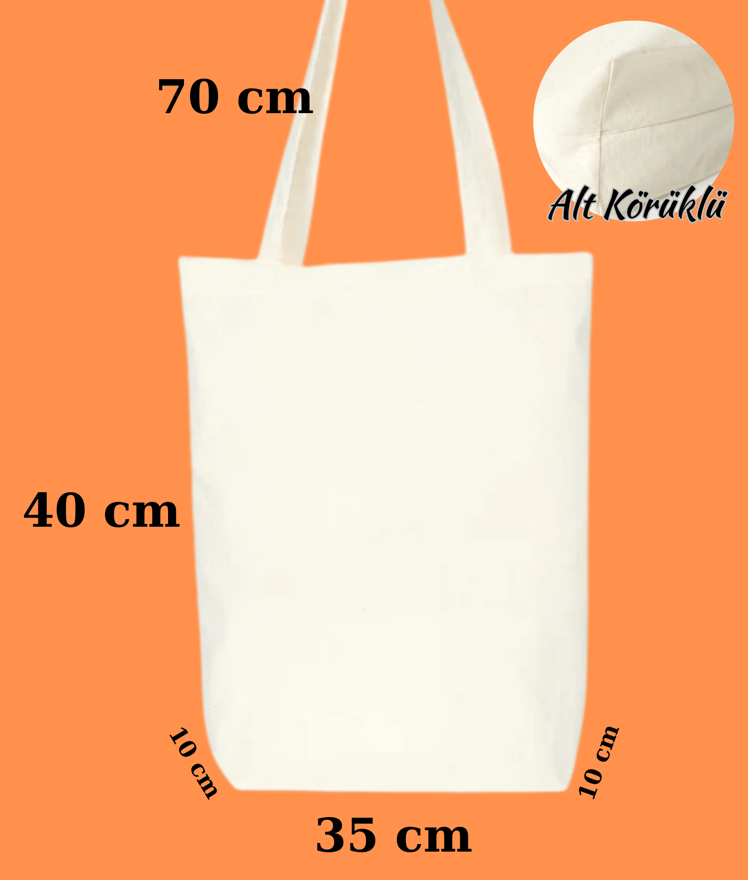 Körüklü Ham Bez Çanta 35x40x10 cm - bez çanta - Dçanta