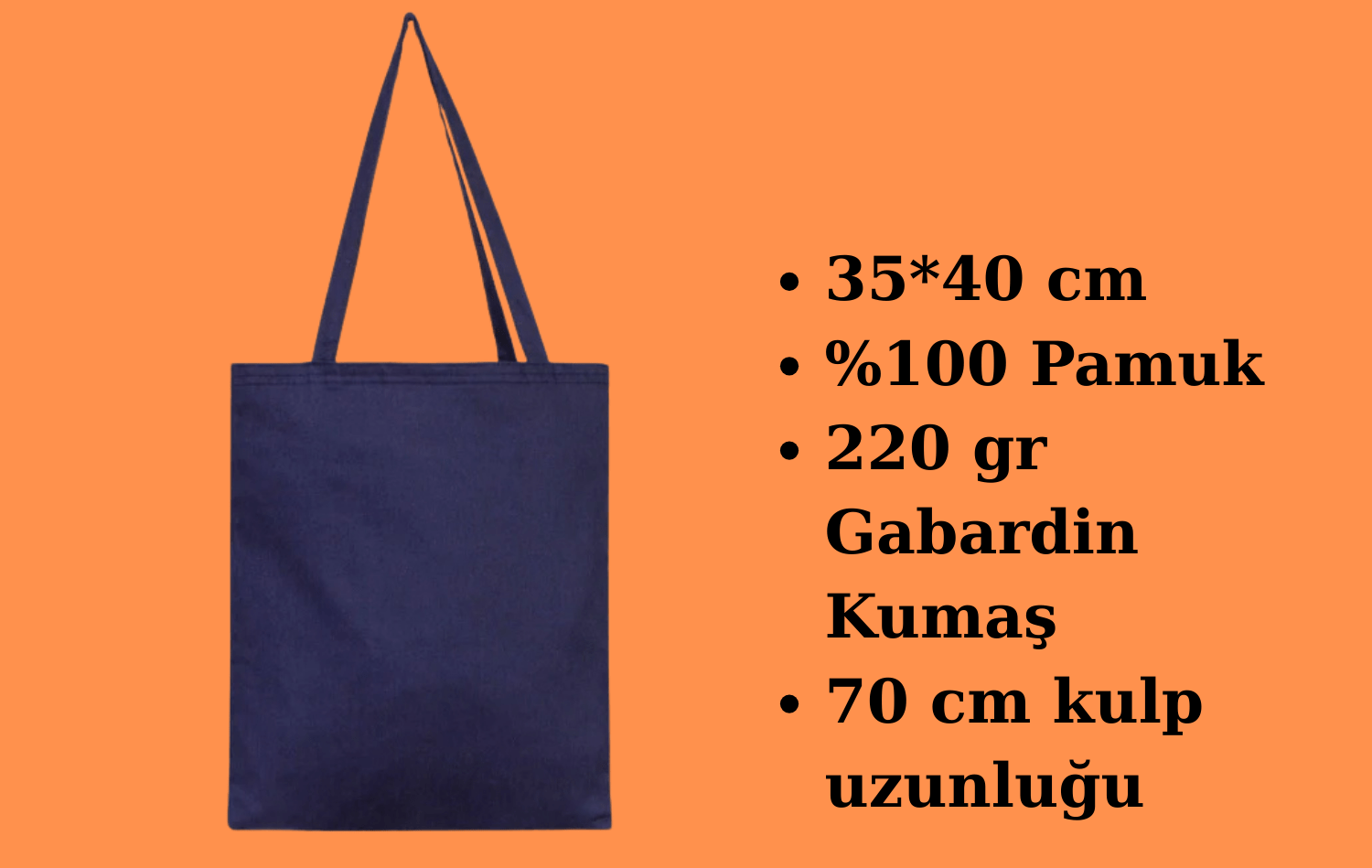 Lacivert Gabardin Bez Çanta 35x40 cm - bez çanta - Dçanta