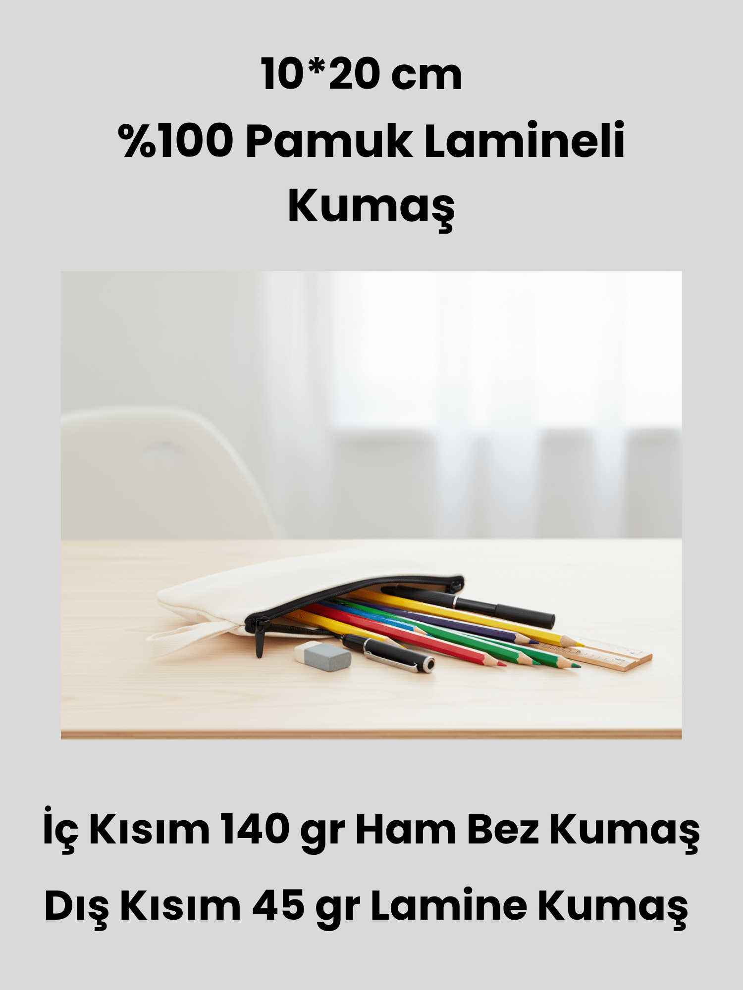 Lamineli Sublimasyon Bez Makyaj & Kalemlik Çanta | 10 x 20 cm - bez çanta - Dçanta