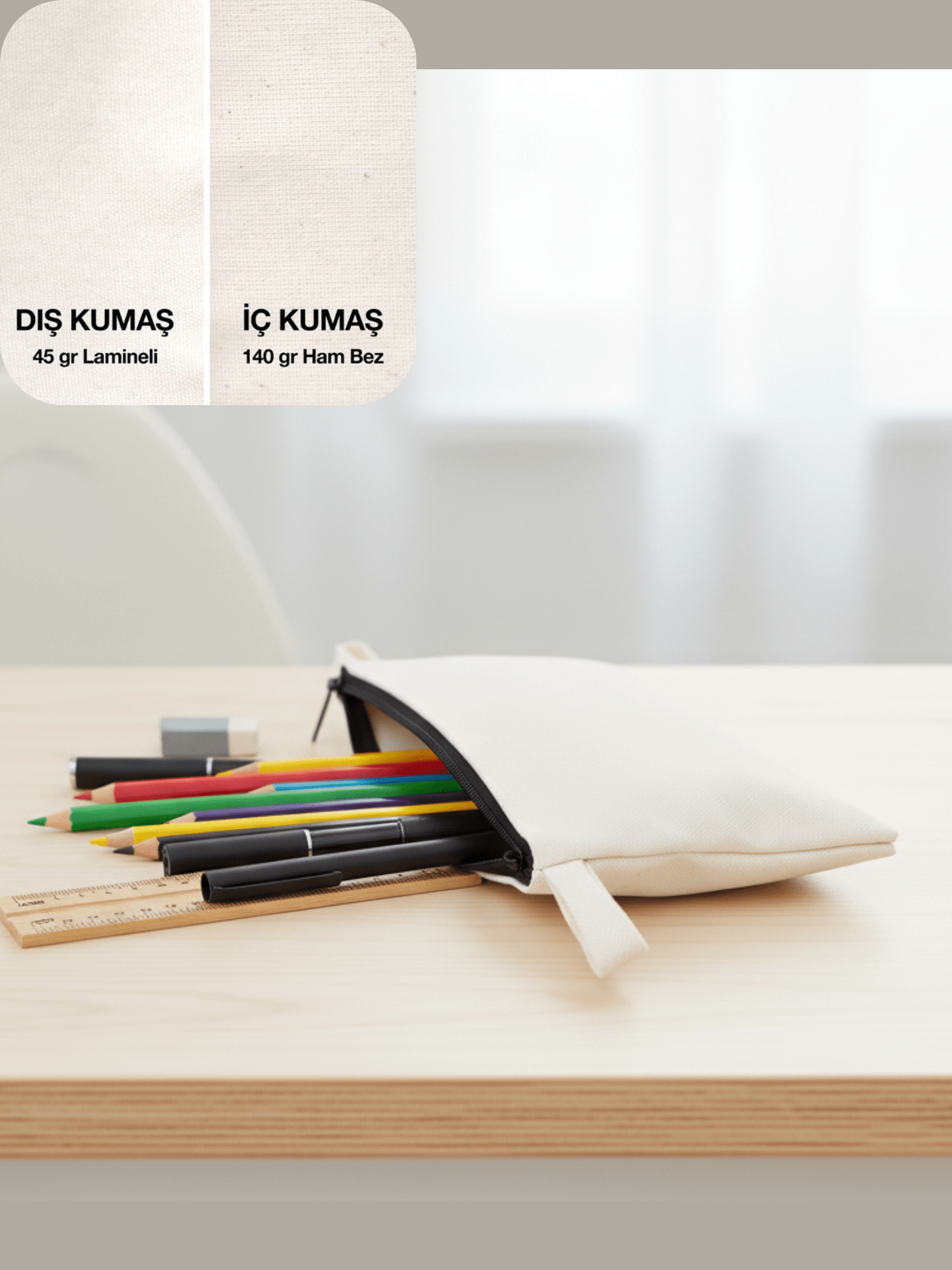 Lamineli Sublimasyon Bez Makyaj & Kalemlik Çanta | 10 x 20 cm - bez çanta - Dçanta