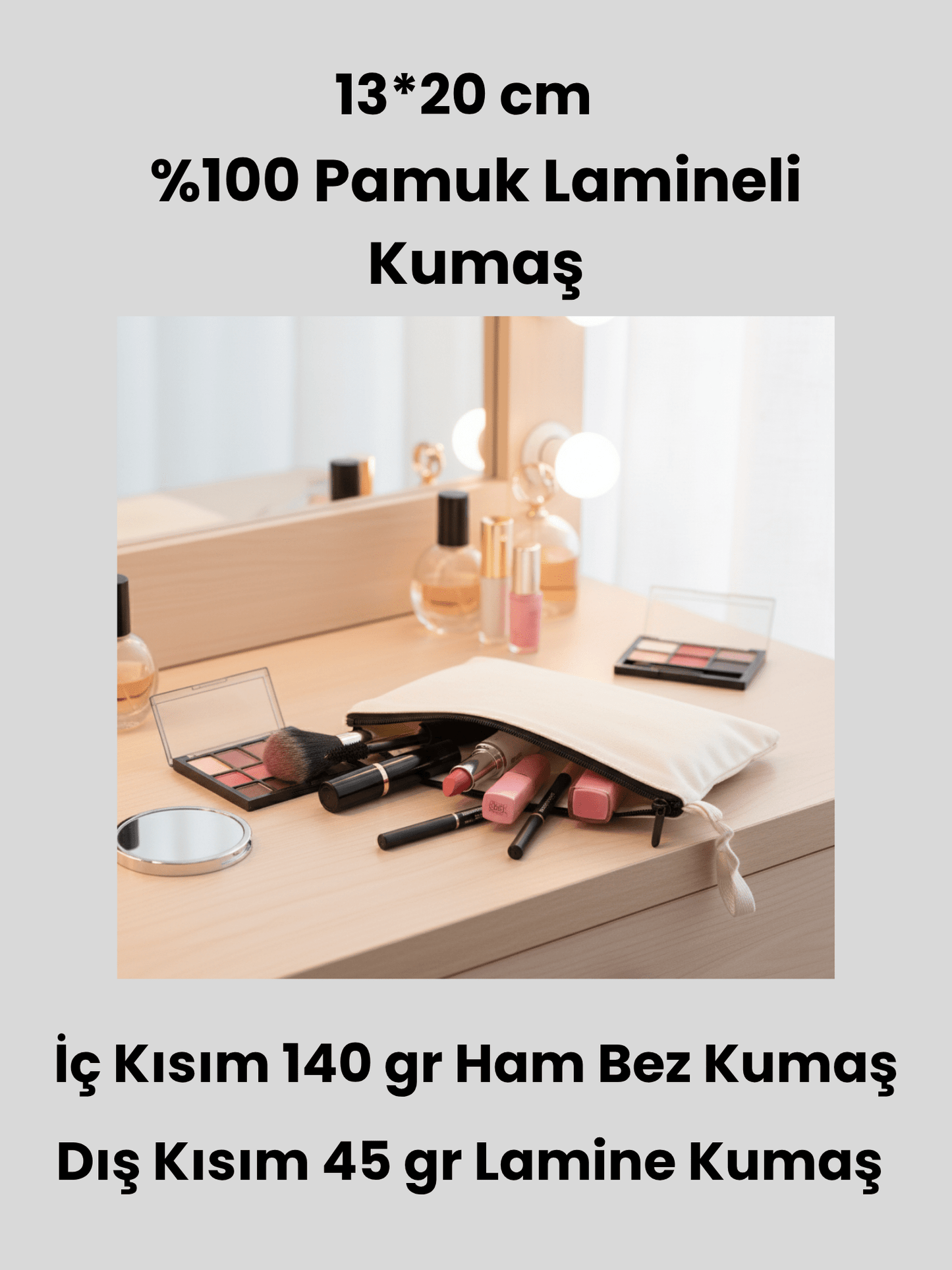 Lamineli Sublimasyon Bez Makyaj & Kalemlik Çanta | 13 x 20 cm - bez çanta - Dçanta